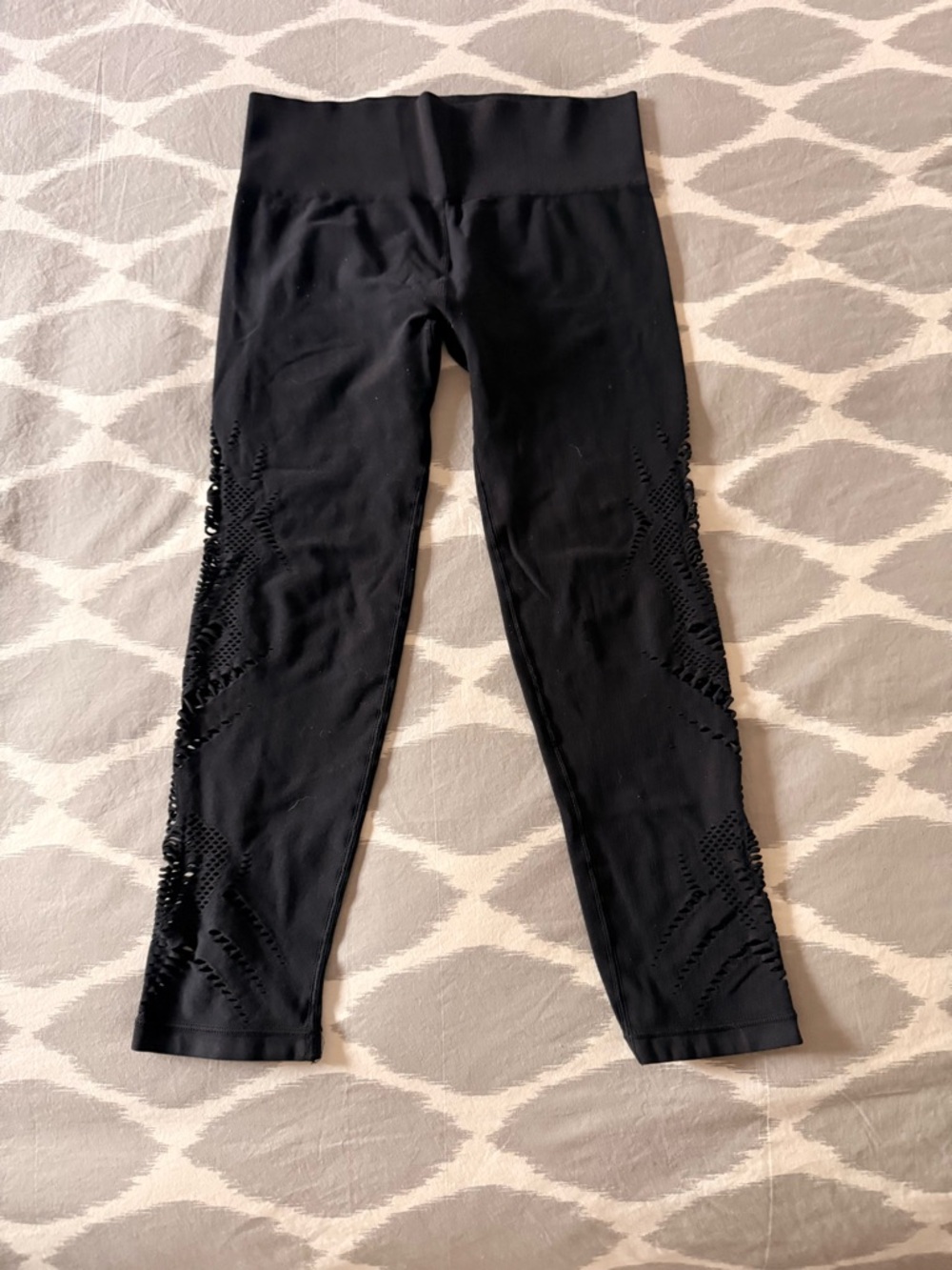 Black Laser-Cut Detail Leggings